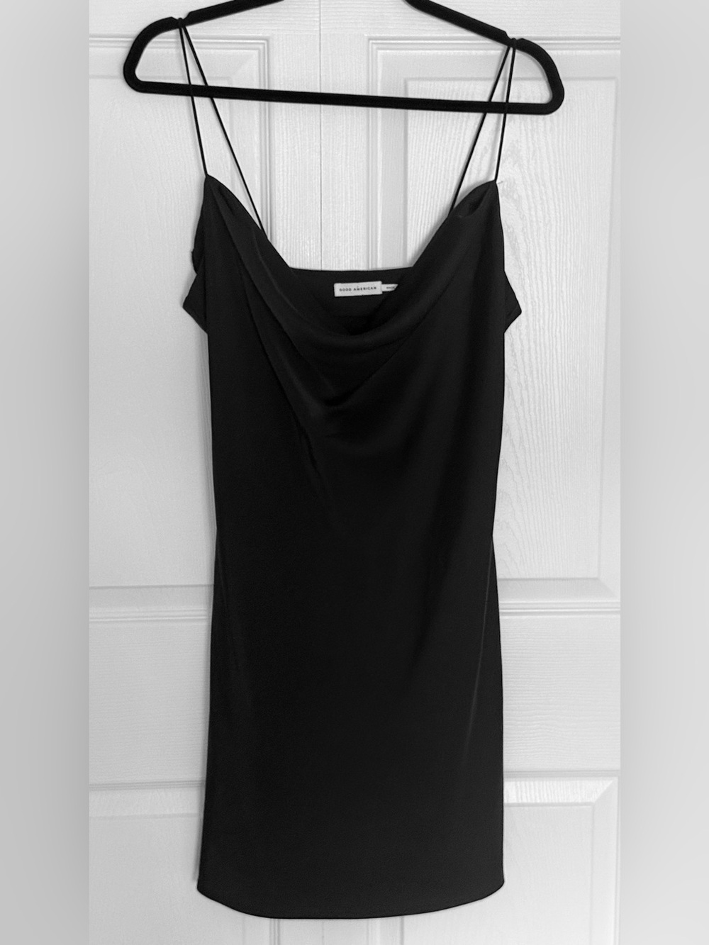 Good American Black Strapless Cowl Slip Dress